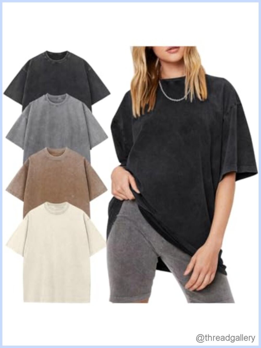 Oversized Acid Wash Boyfriend Cotton Tee Loose Fit Vintage Streetwear Top